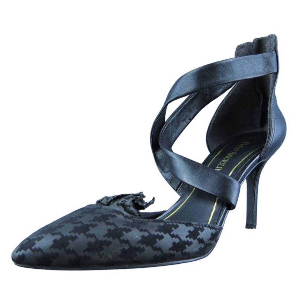 Enzo Angiolini Coadi Women Strappy Heel Shoes Black Leather Size 7.5‎ Medium
